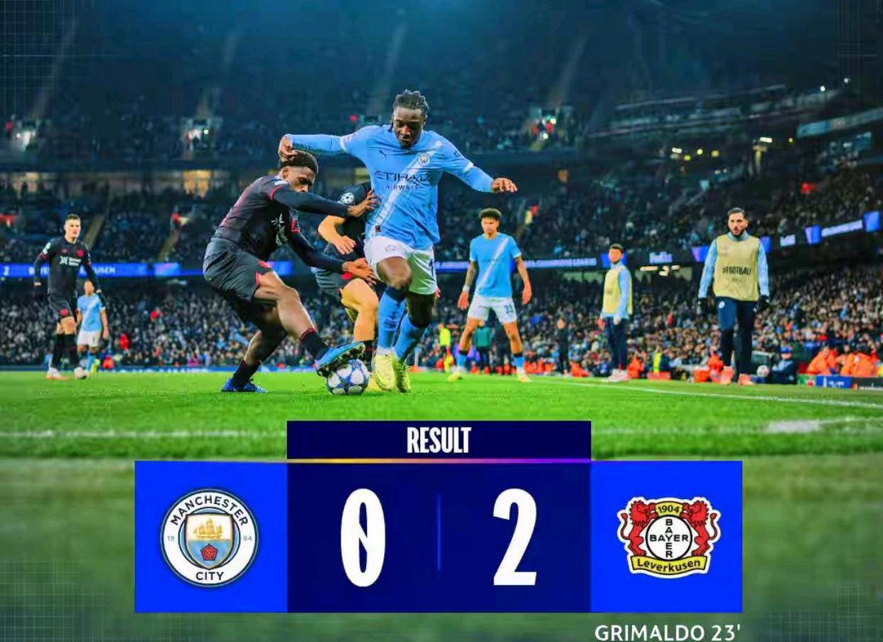 กลยุทธ์การหมุนเวียนของเป๊ป กวาร์ดิโอล่า กลับส่งผลเสียเมื่อแมนเชสเตอร์ ซิตี้ พ่ายแพ้คาบ้านต่อไบเออร์ เลเวอร์คูเซ่น_การแข่งขัน_ยูฟ่า แชมเปียนส์ลีก
